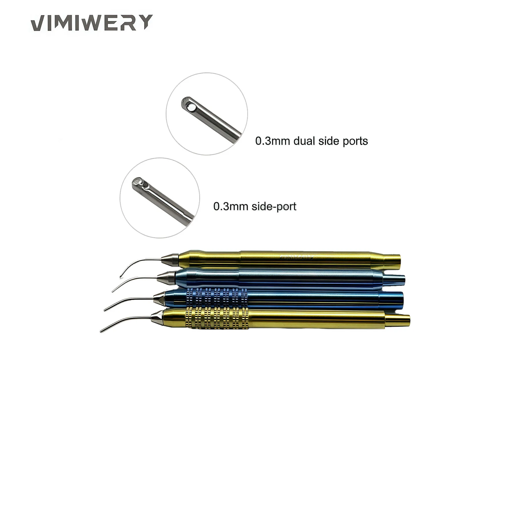 Bimanual Irrigation And Aspiration Handpiece Knurled Handle Side Ports or Dual Side Ports