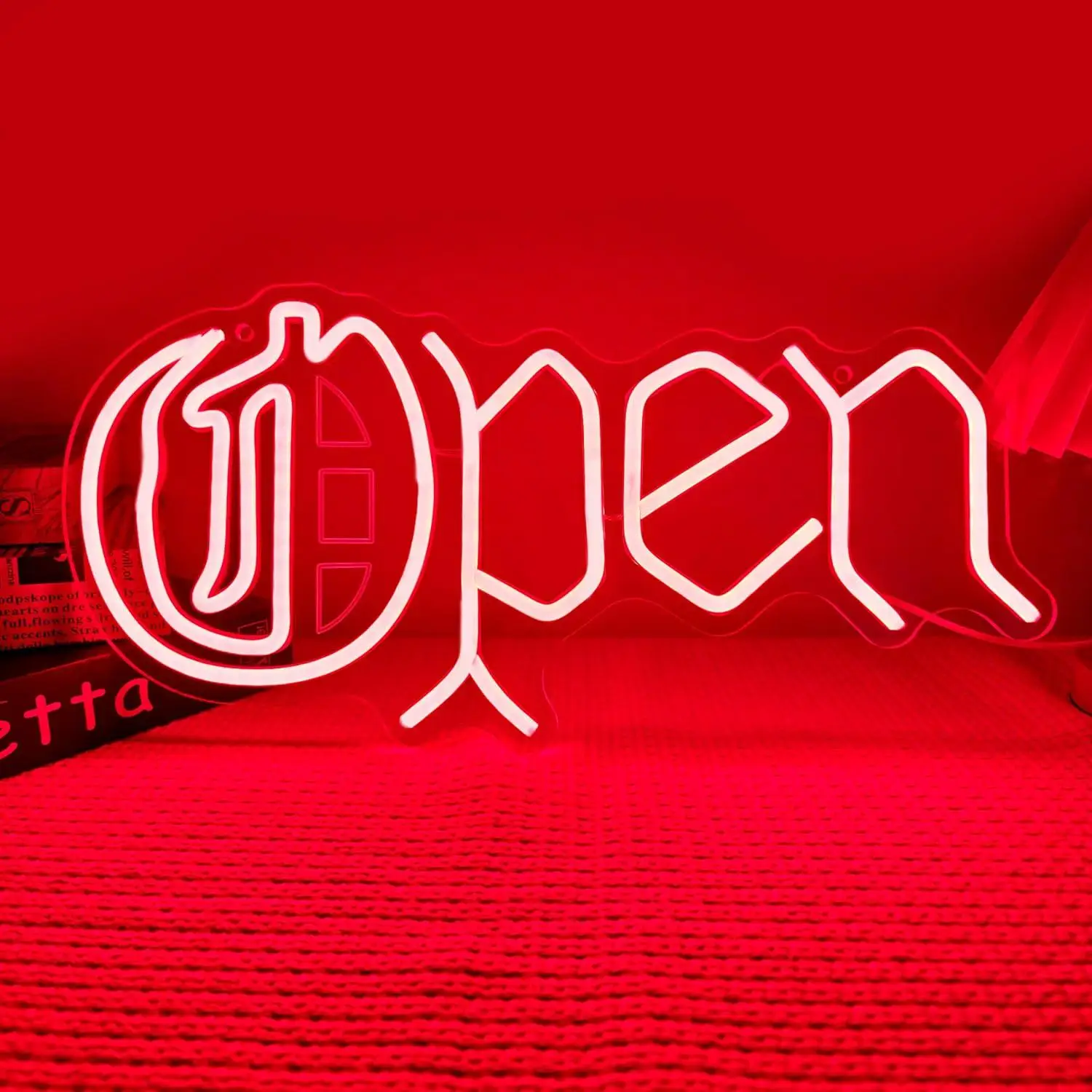 

Gothic Open Neon Sign Dimmable LED Light for Store Bar Tattoo Shop Salon Cafe Restaurant Wall Aesthetic Decor Signboard Light