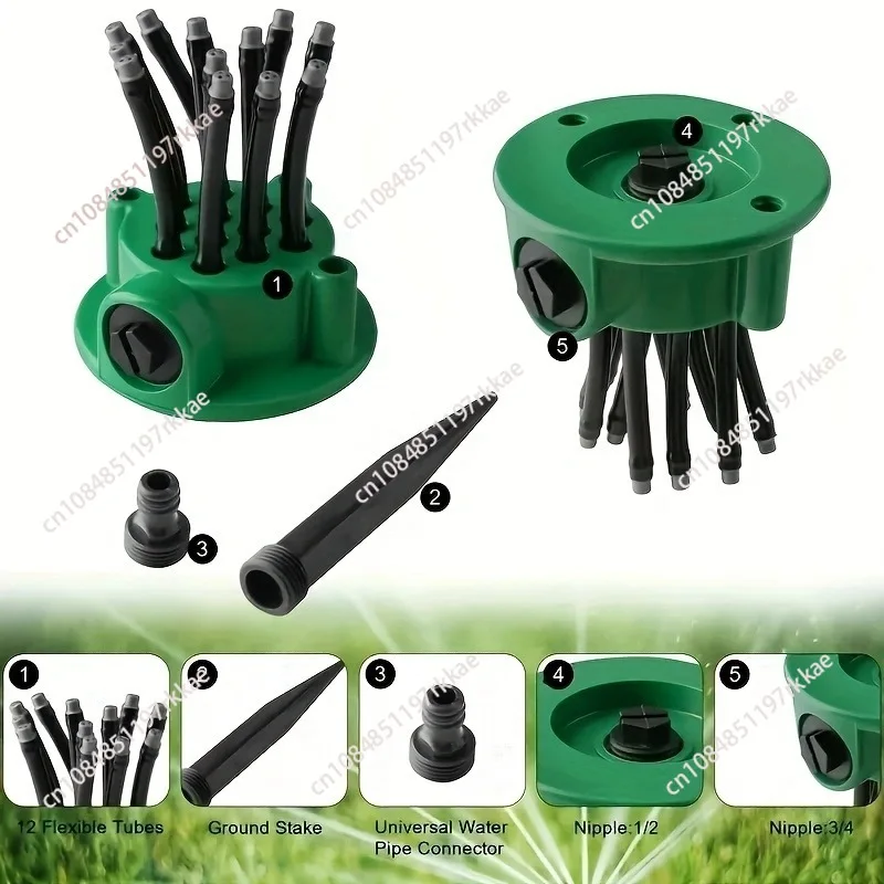Irrigation spray lawn sprinkler cross-border 360 ° multi-function multi-head sprinkler watering nozzle