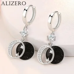 Fashion Female Earrings 925 Sterling Silver Needle Star Moon Inlaid Cubic Zircon Earring Wedding Jewelry Girlfriend Gift Brincos