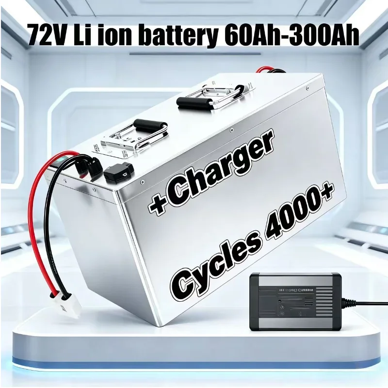 72V Li-ion Battery 60Ah-300Ah High Capacity Rechargeable Lithium Battery for 7KW 14KW Electric Scooter Motorcycle Tricycle