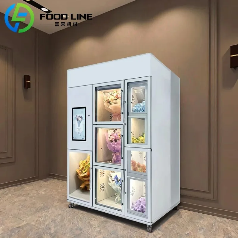 Flower Vending Machine Energy Efficient R290 Compressor Cooling Airport Terminal Duty Free Customized