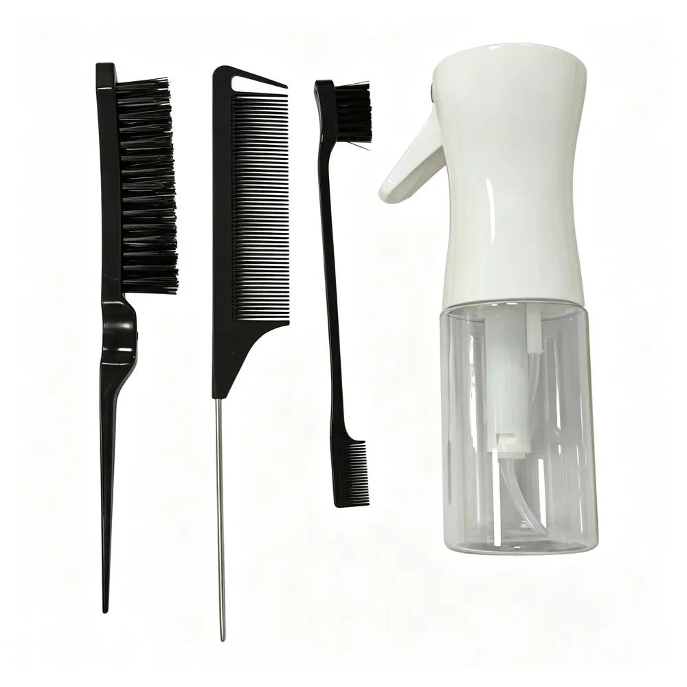 vvocci Sectioning Brush Hairdressing Set Pointed Tail Comb Dual-ended Eyebrow Brush Edge Brush with 200ml Spray Bottle