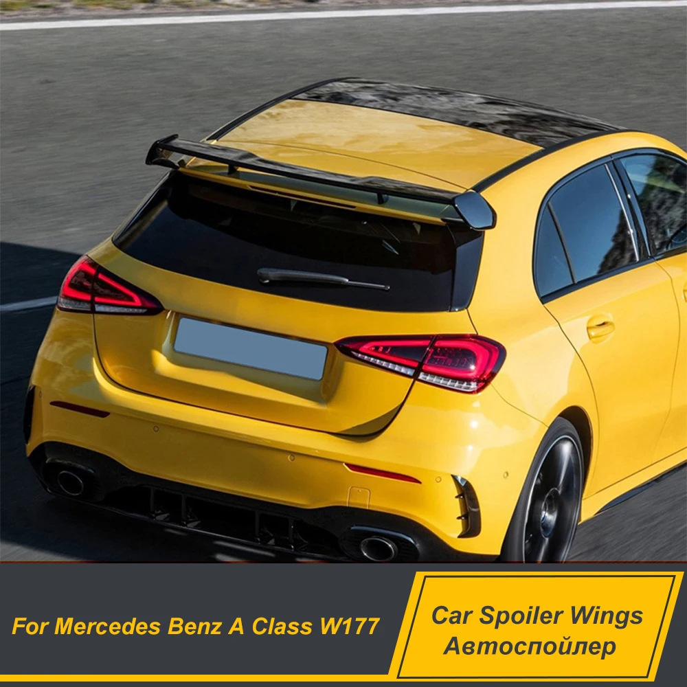 

For Mercedes Benz A-Class W177 A180 A200 A220 A250 A35 AMG Rear Roof Trunk Lid Car Spoiler Wings ABS Glossy Black Accessories