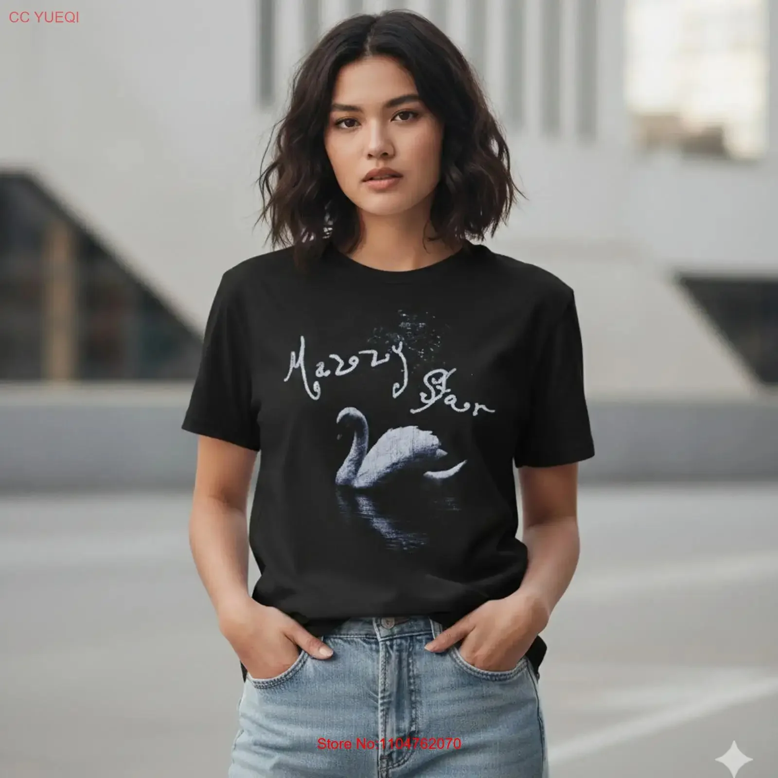 Mazzy Star Swan Black T Shirt Alternative Indie Rock S385 vintage Washed Comfortable fashion Stylish Unisex homme Soft