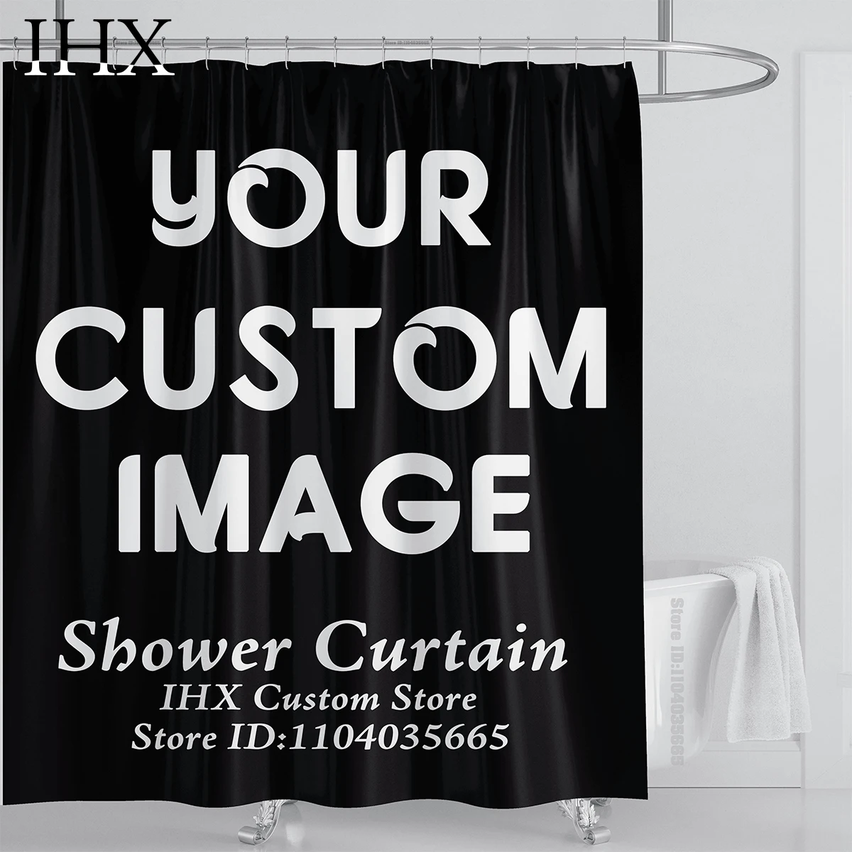 IHX Custom Shower Curtain Bathroom Waterproof Curtains Fabric Customized Photo Polyester Bath Decor With Hooks POD Dropshipping