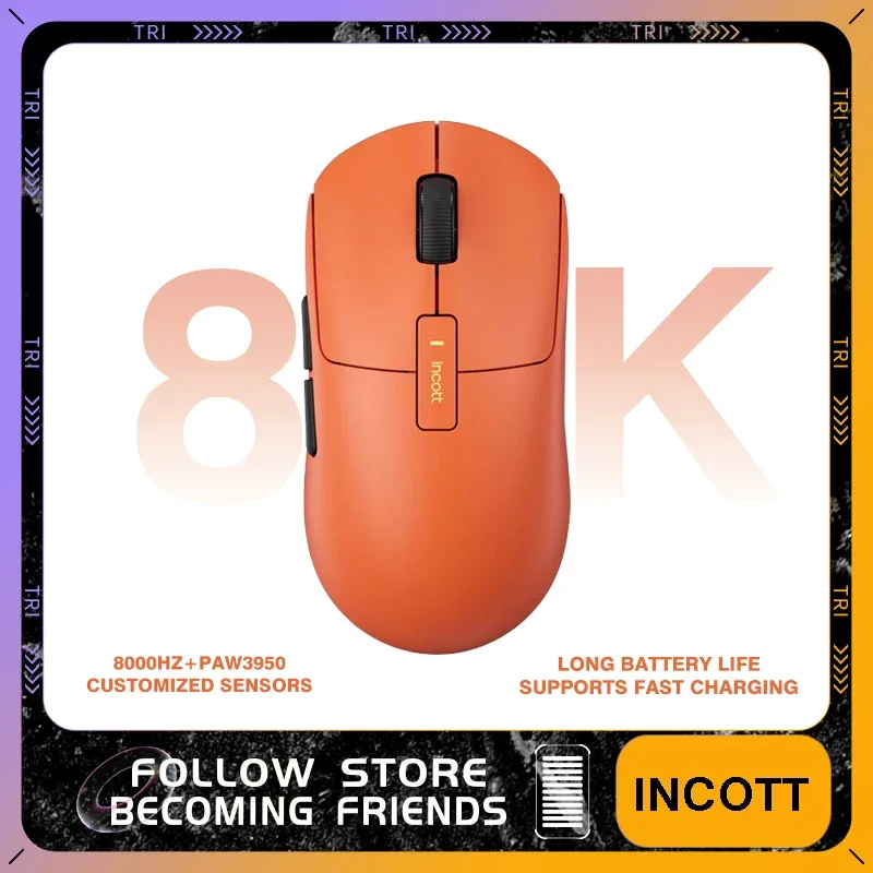 

INCOTT G23 Wireless Gaming Mouse Dual Mode PAW3950 Sensor 8K Low Delay Fast Charging S-SB Battery Ergonomic Pc Gaming Gift Mouse