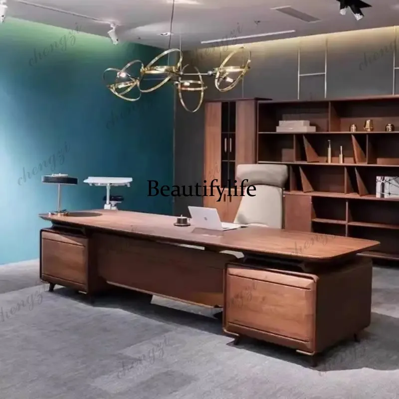 Brown Drawers Executive Office Desk Luxury Manager Modern Computer Office Desks Standing Large Mesa Para Computador