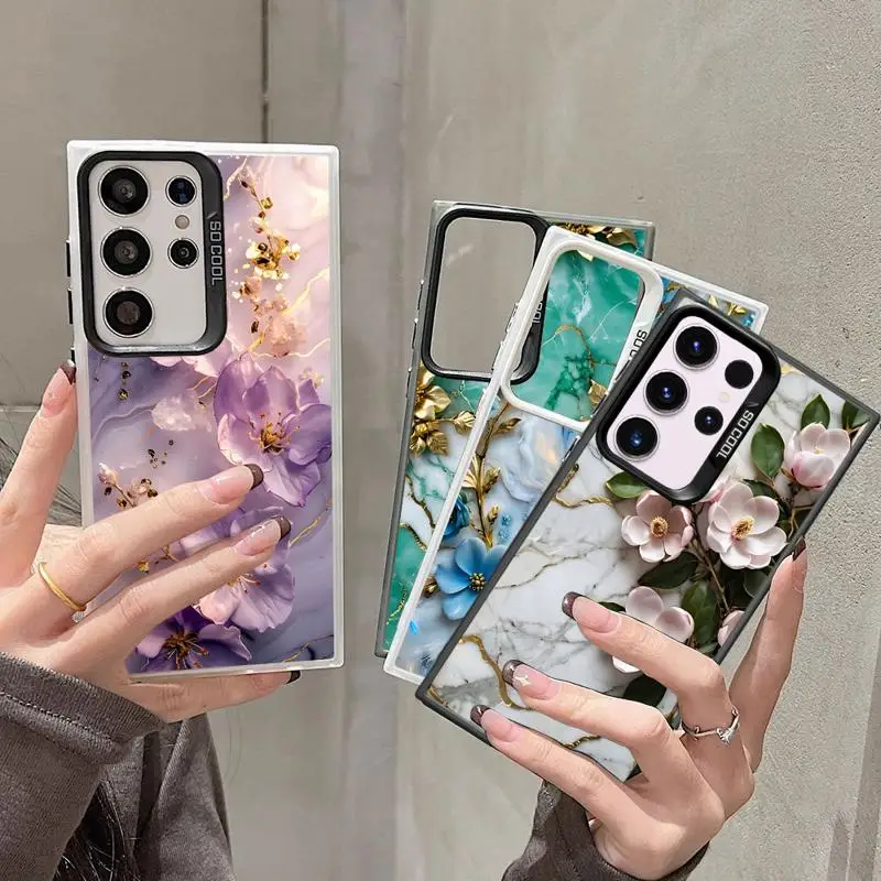 Etui na telefon Flower Marble do Samsung Galaxy S24Ultra S23 FE Note 20 Ultra S20 S21 S22 Plus S20fe S23Ultra 5G Silicone Soft