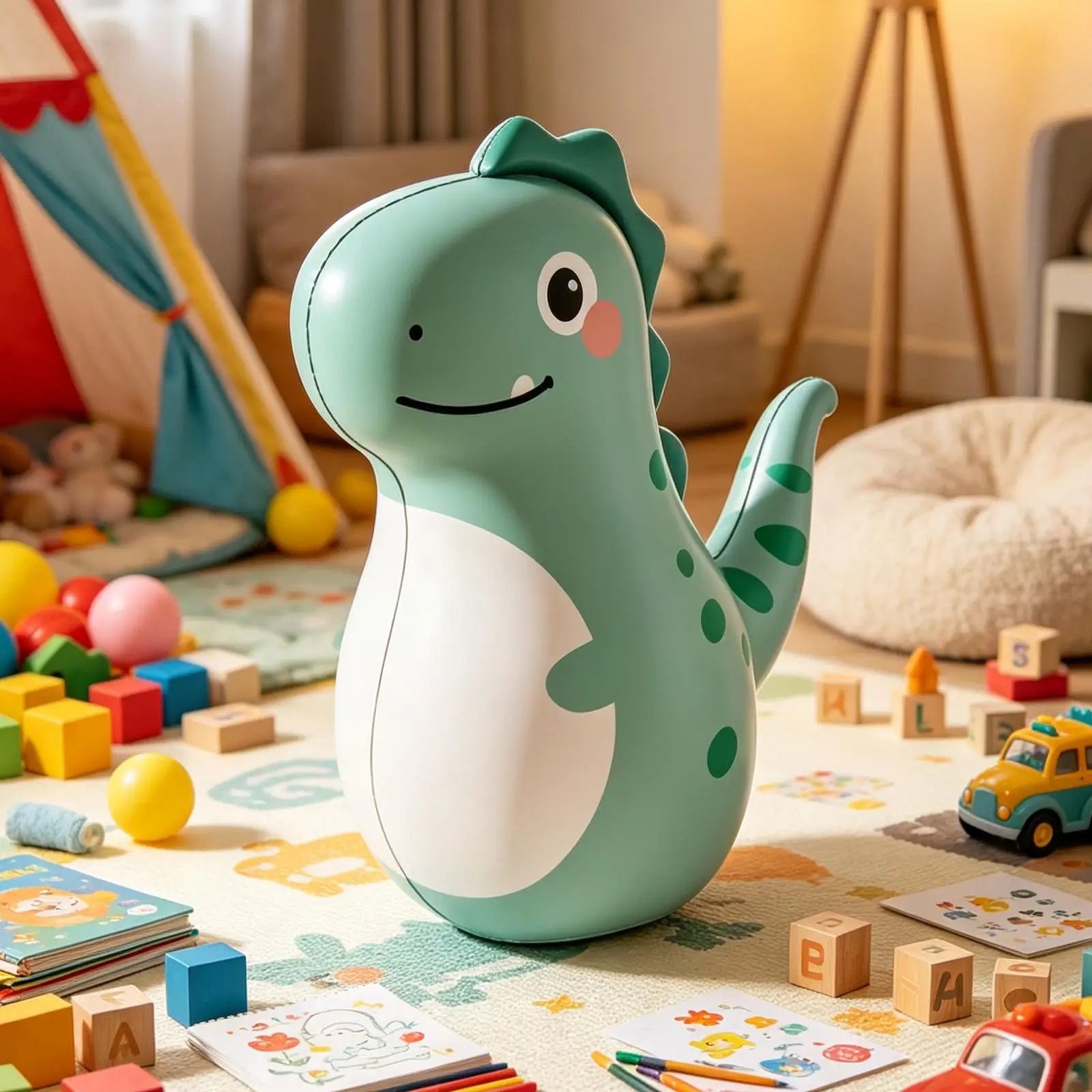 Fun Dinosaur Inflatable Punching Bag Cartoon Blow Up Boxing Toy For Kids, Indoor Outdoor Punching Bag For Home School Birthday view 4