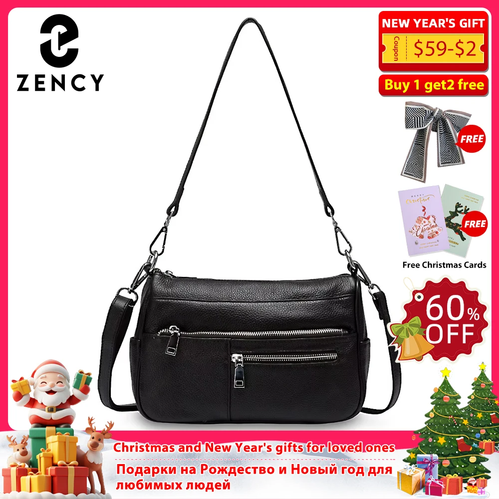

Zency Noble Temperament Women Shoulder Bag 100% Genuine Leather Winter Black Pink Fashion Crossbody Purse Beige Hobos Handbag