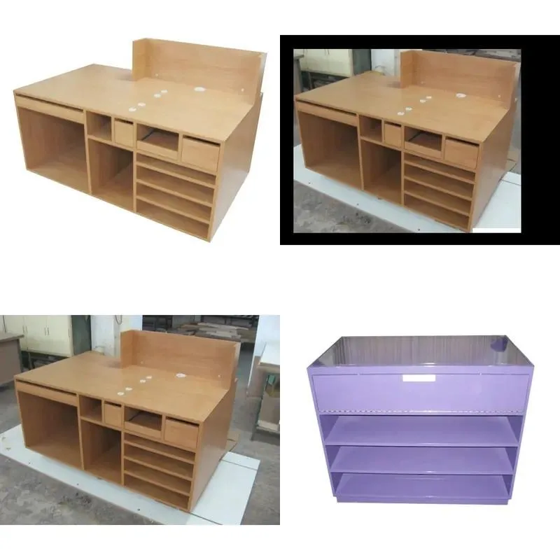 Custom Wooden Smooth Standing Front Desk for Supermarket Salon Hotel Reception Checkout Counter Modern Design