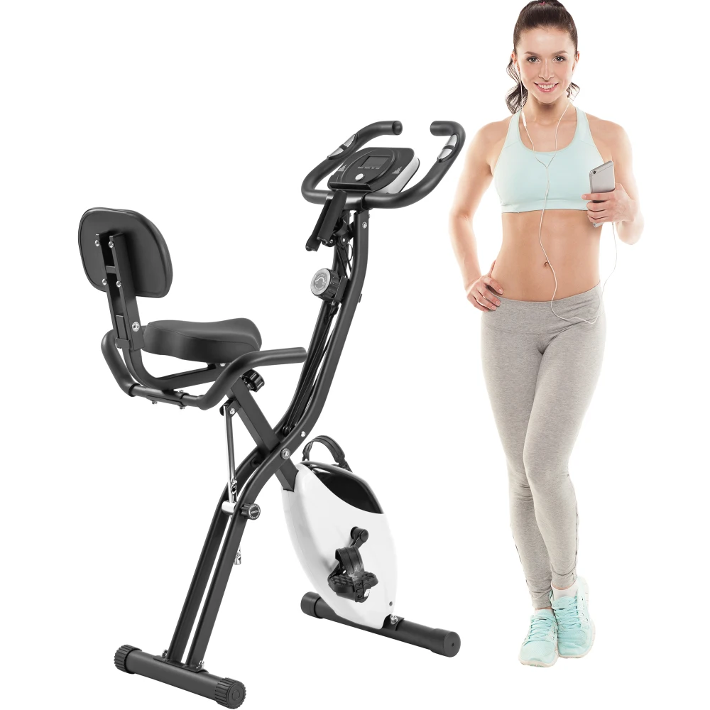 Folding Exercise Bike 16 Level Adjustable Resistance Upright Recumbent Fitness Bike