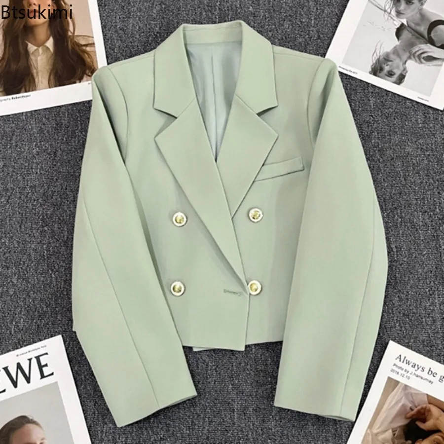 

New Spring Autumn Short Women Blazers Elegant Female Suits Jacket Tops Casual Solid Long Sleeve Office Lady Blazer Coat Outwear