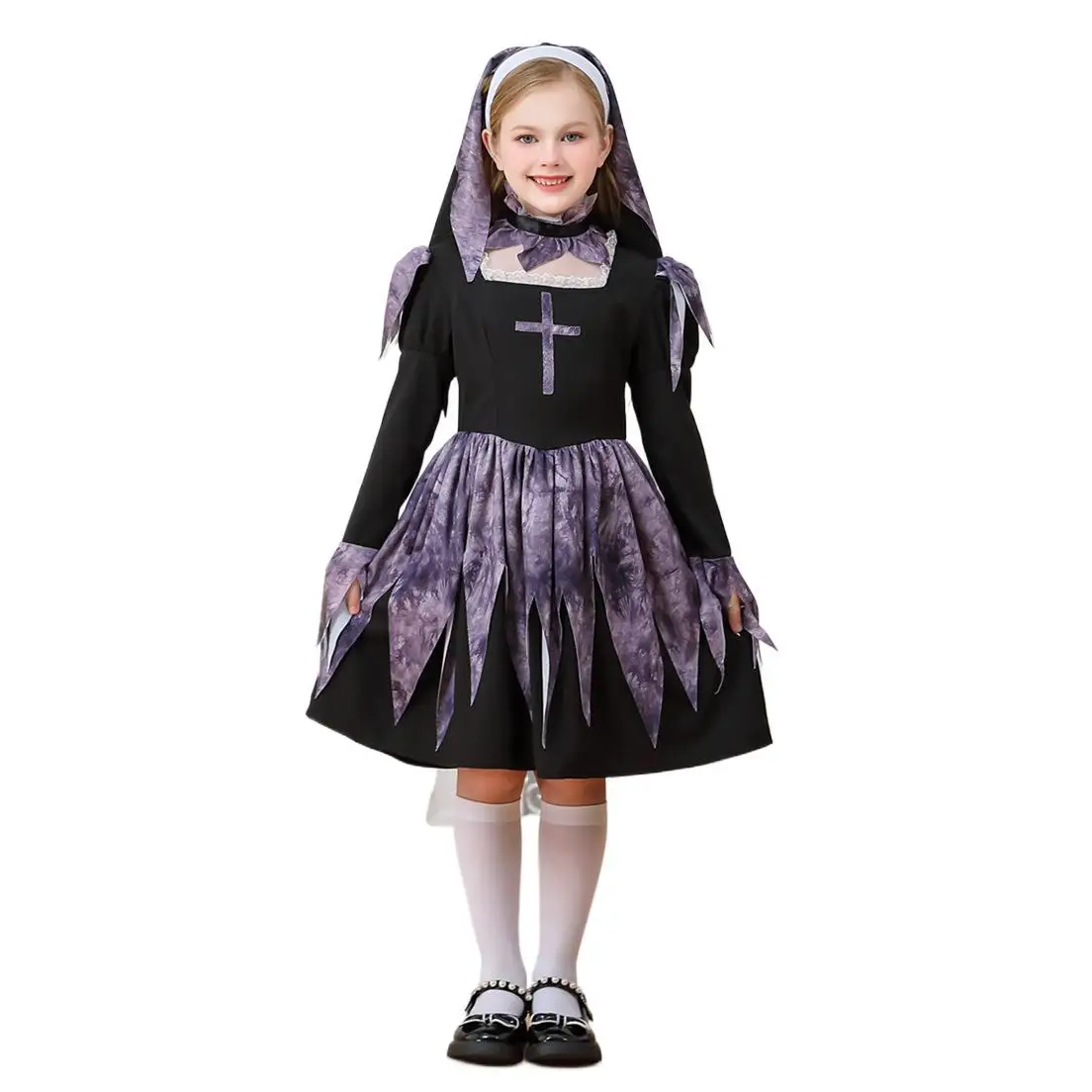 

20.25 Million Halloween Children's Clothing Nun Clothing Carnival Girls Dress Priest Cross Mary Dress