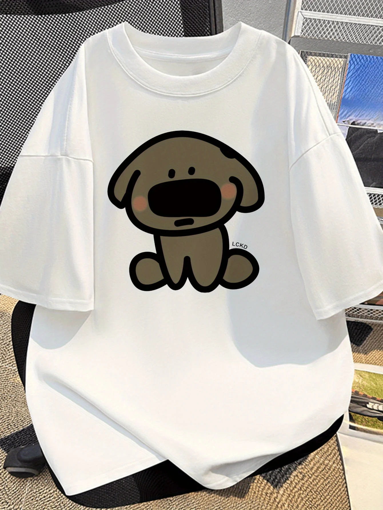 

Cute Cartoon Dog Print T-shirt - Cotton Casual Round Neck T-shirt Men's and Women's Summer Street Wear