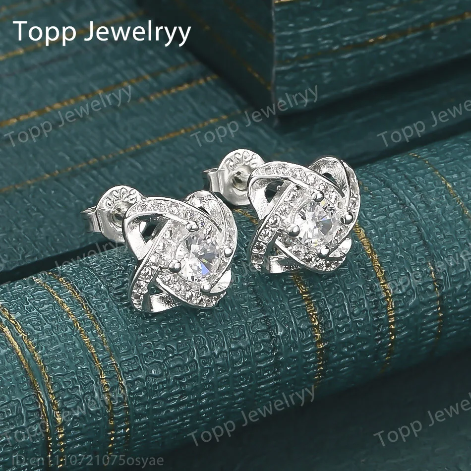

Elegant 925 Sterling Silver Rotating Zirconia Earrings, Fashionable Women's Wedding Gift Accessories Jewelry