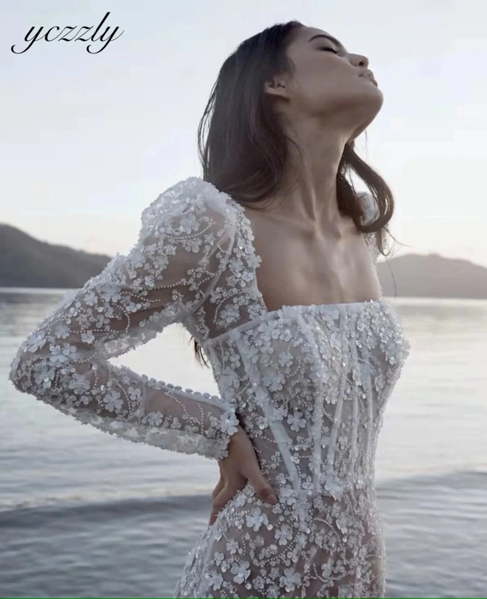 Vestido De Novia Sirena abito da sposa di lusso abiti a maniche lunghe pizzo Corte Sirena Noiva Largo Fiesta Boda Invitada Casamento