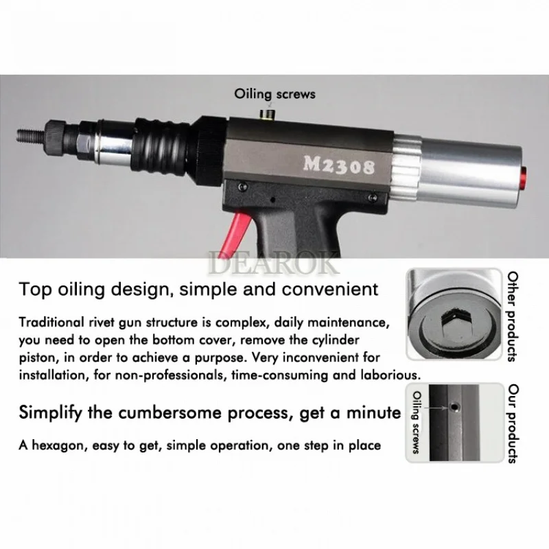 Pneumatic Riveting Nut Gun Automatic Pull Rivet Gun Riveters Applicable to M3 - M8 Rivet Nut M2308