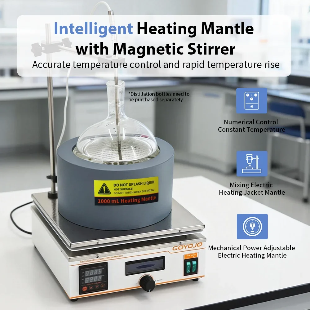 go yojo 2 in 1 Digital Heating Mantle with Magnetic Stirrer 1000ml PID Temperature Control Laboratory Heating Mantle 110V/220V