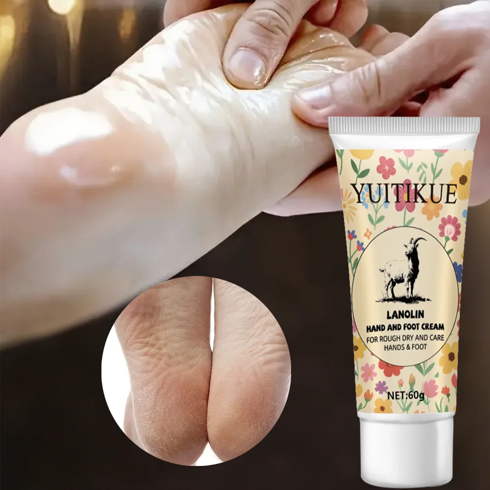 YUITIKUE Lanolin Hand & Foot Cream Moisturize Smooth Care for Rough Dry Skin Hydrate Hands Feet 60g