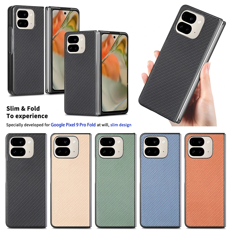 Case For Google Pixel 9 Pro Fold Carbon Fiber Pattern Veneering Leather Shockproof Hard Mobile Phone Case Cover