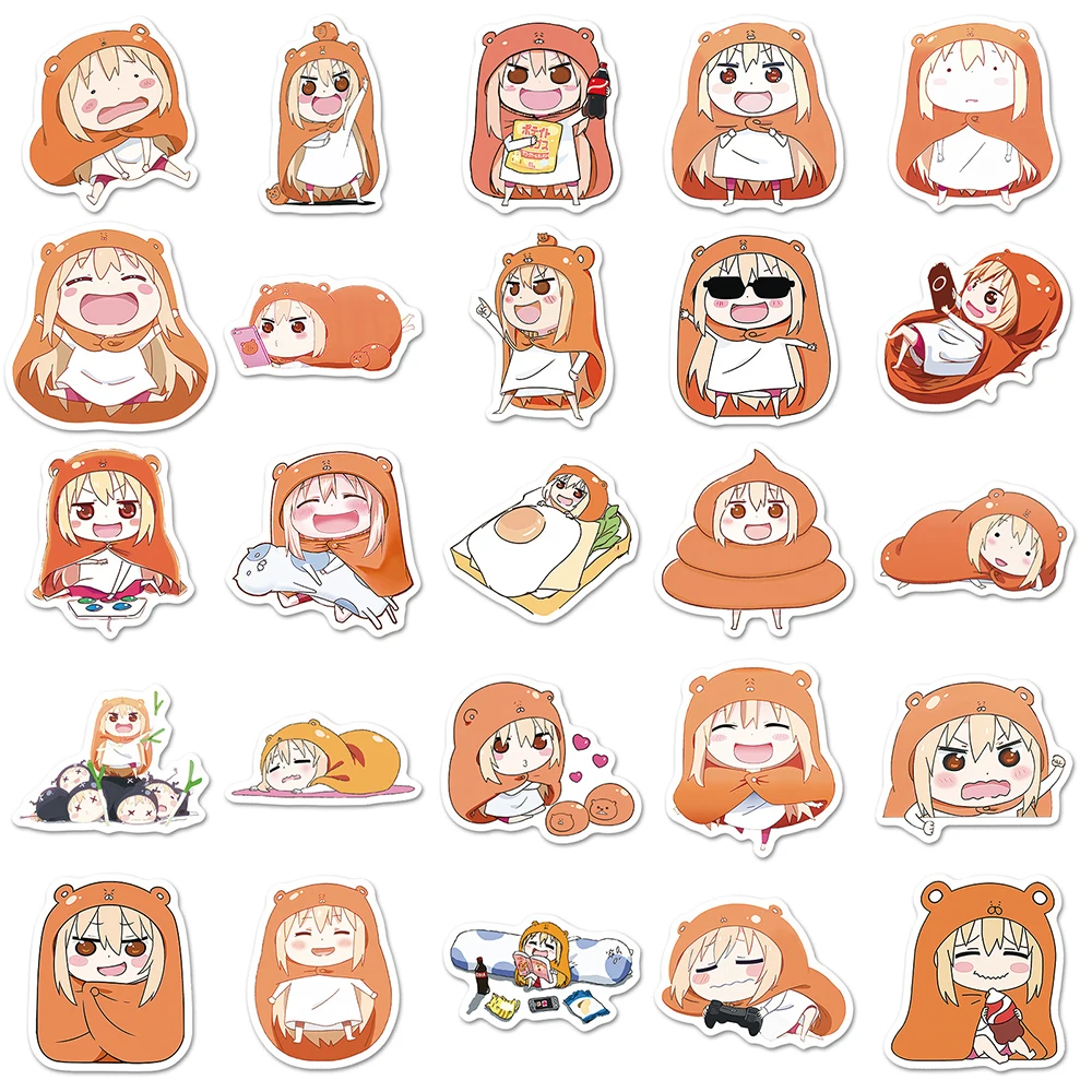 ¡10/30/50 piezas Anime Himouto! Pegatinas de Umaru-chan, pegatina de dibujos animados Kawaii Doma Umaru para papelería, teléfono, maleta, casco, regalo