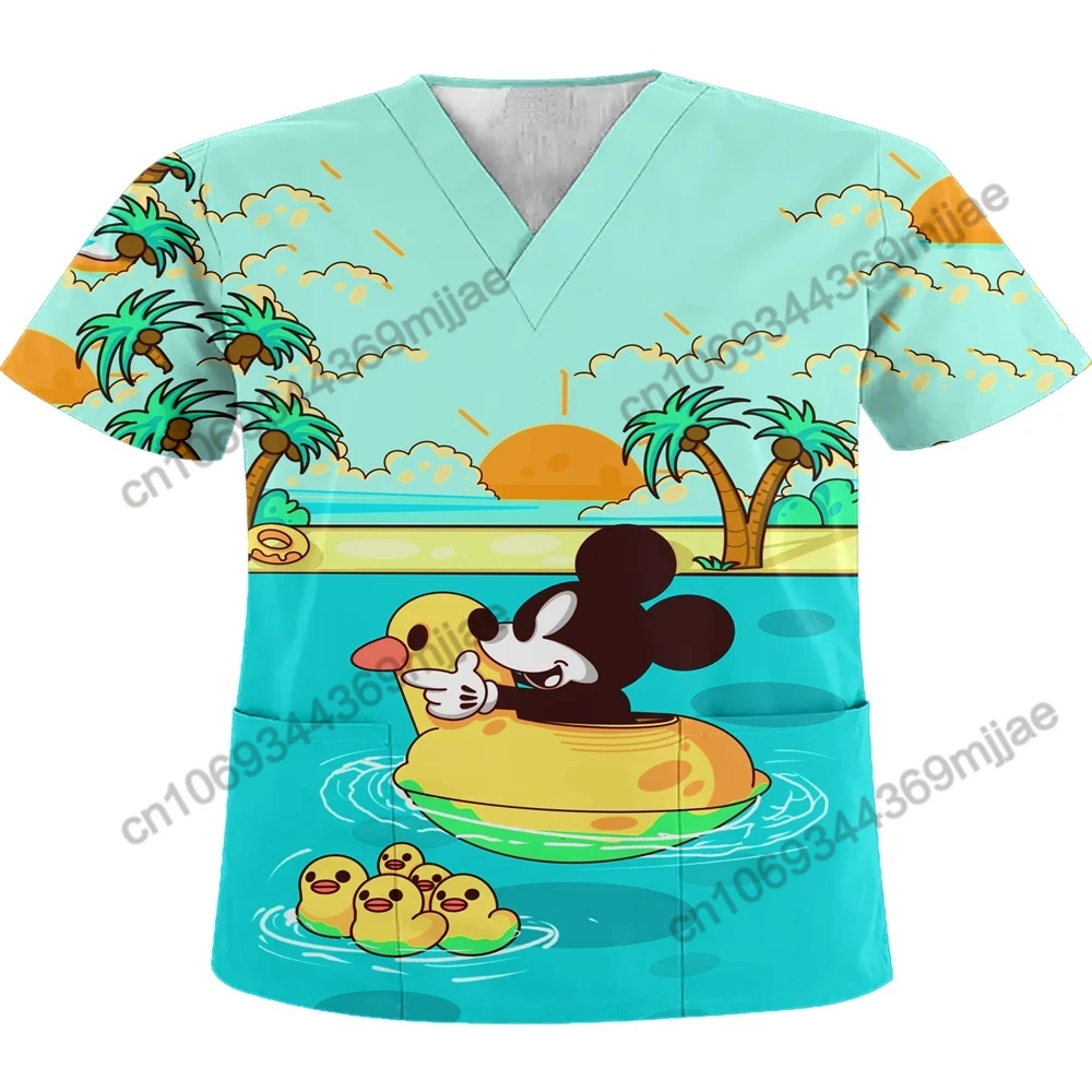 มีกระเป๋าสำหรับผู้หญิงสำหรับผู้หญิง2023 Disney เสื้อคอวี Zน่ะเสื้อยืดผู้หญิงแฟชั่นเสื้อสตรีเสื้อยืด Y2k คอร์เซ็ท