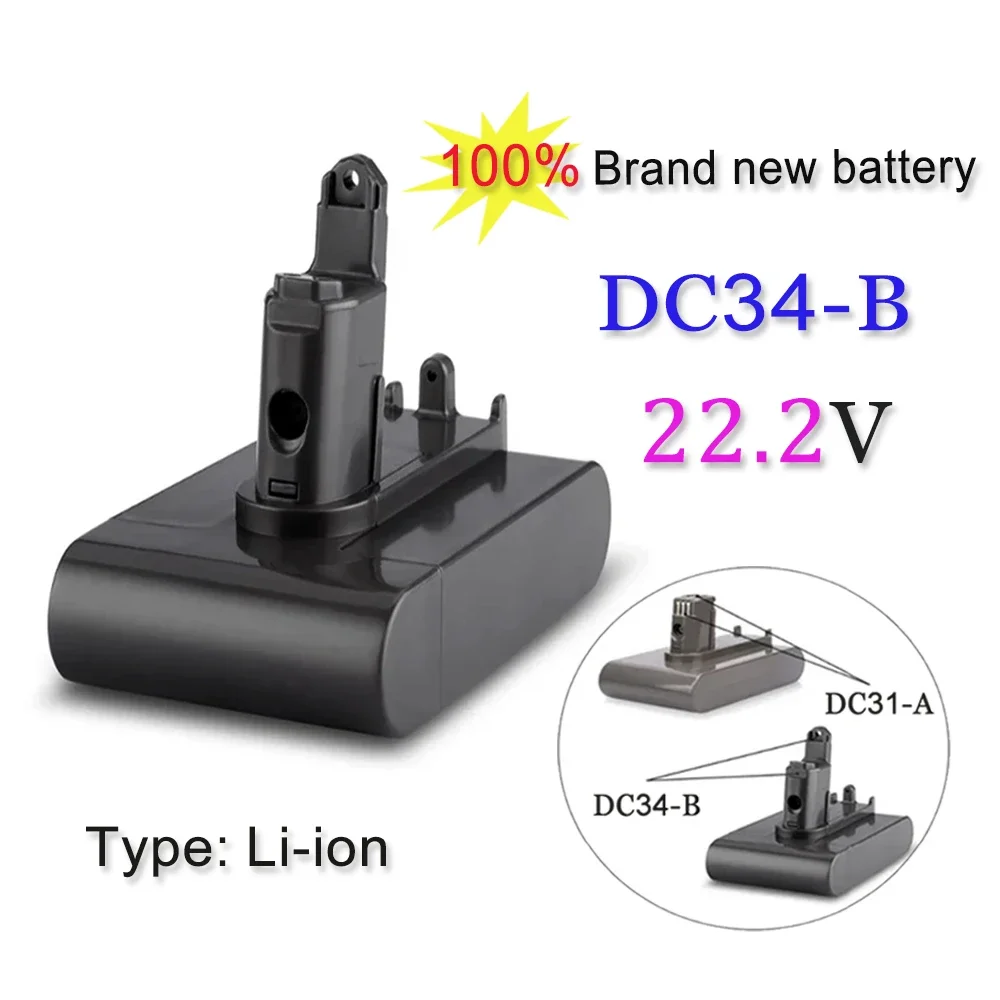 Per batteria agli ioni di litio Dyson DC34 tipo B 22,2 V 4000 mAh/5000 mAh/6000 mAh, sostituisce DC31 DC34 DC35 DC44 DC45