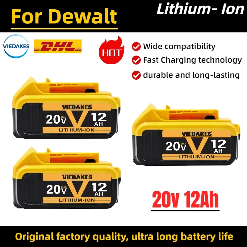 

20V 12.0Ah rechargeable lithium-ion battery Suitable for Dewalt 20V battery DCB200 DCB205 DCB206 for tool DCF850 DCD796 DCF922