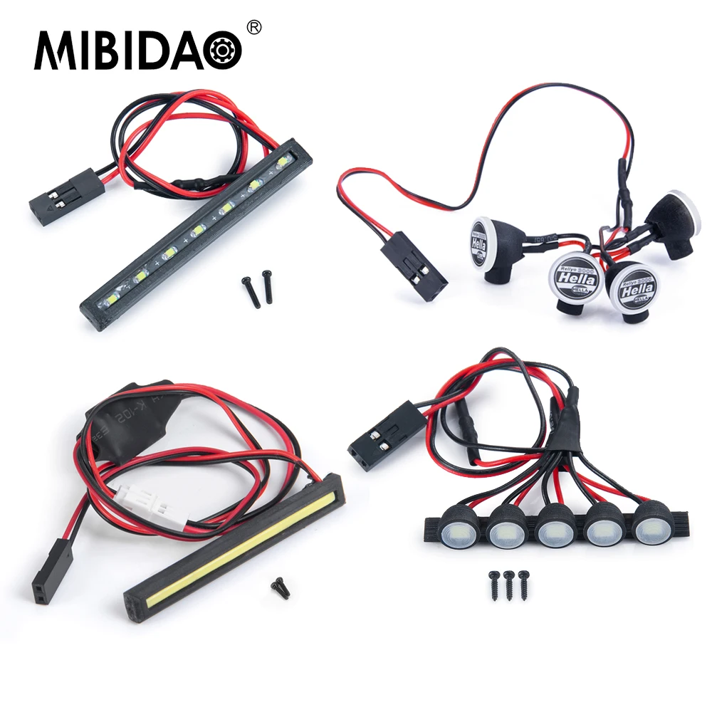 MIBIDAO Roof Led Lights Lamp for Axial SCX24 90081 Deadbolt AXI00001 C10 AXI00006 Bronco 1/24 RC Car Upgrade Parts Accessories