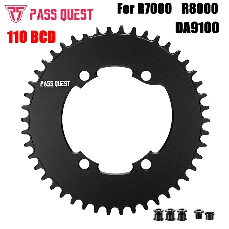 PASS QUEST Chainring 110 BCD Round for Shimano 105 R7000 R8000 R9100 36 40T 44T 46T 48T 50T 52T 54 56 58T Bike Chainwheel 110bcd