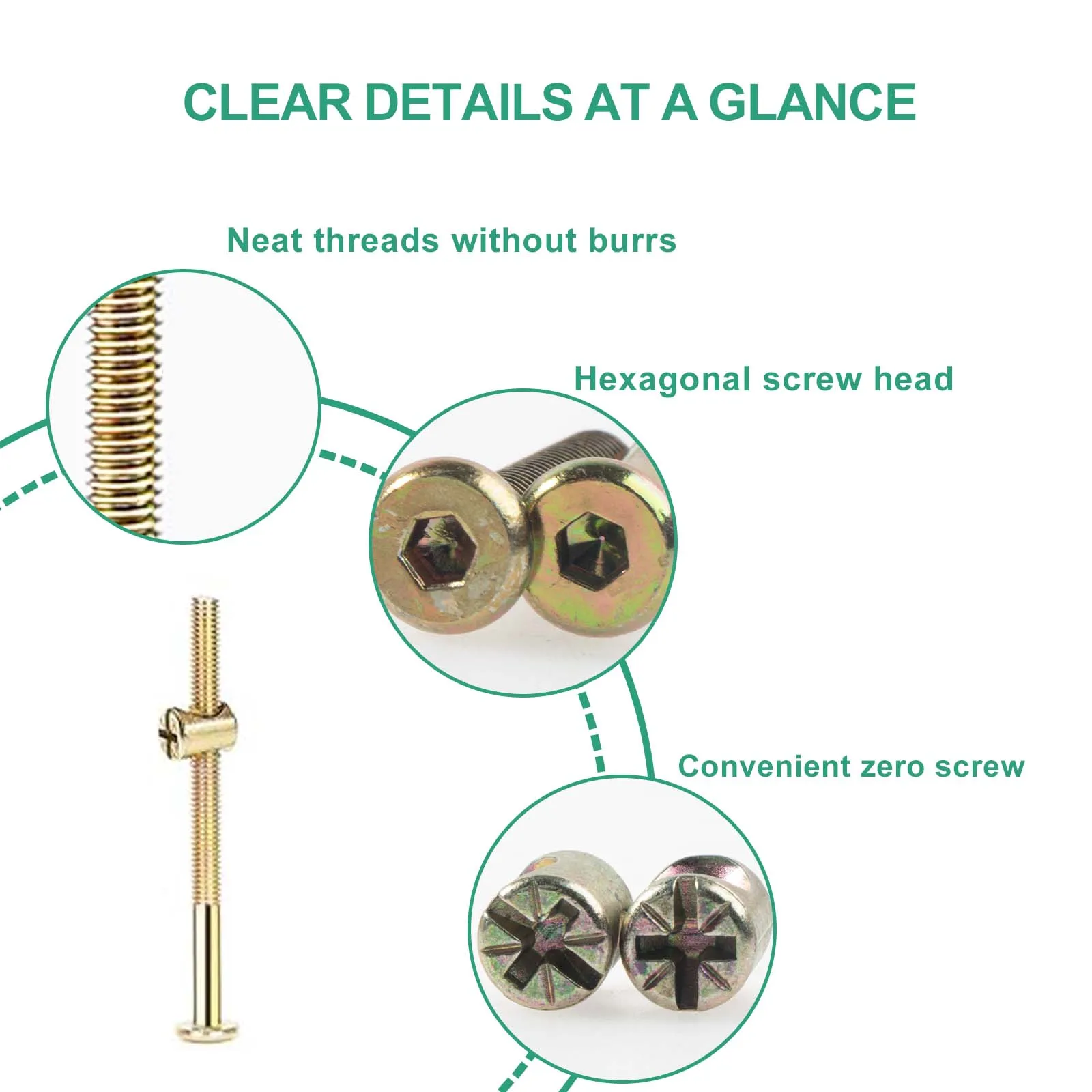 60Pcs Flat Head Hexagonal Socket Bolt Barrel Nuts Assortment Kit M6x35mm/45mm/65mm/75mm,Equipped With an Allen Wrench