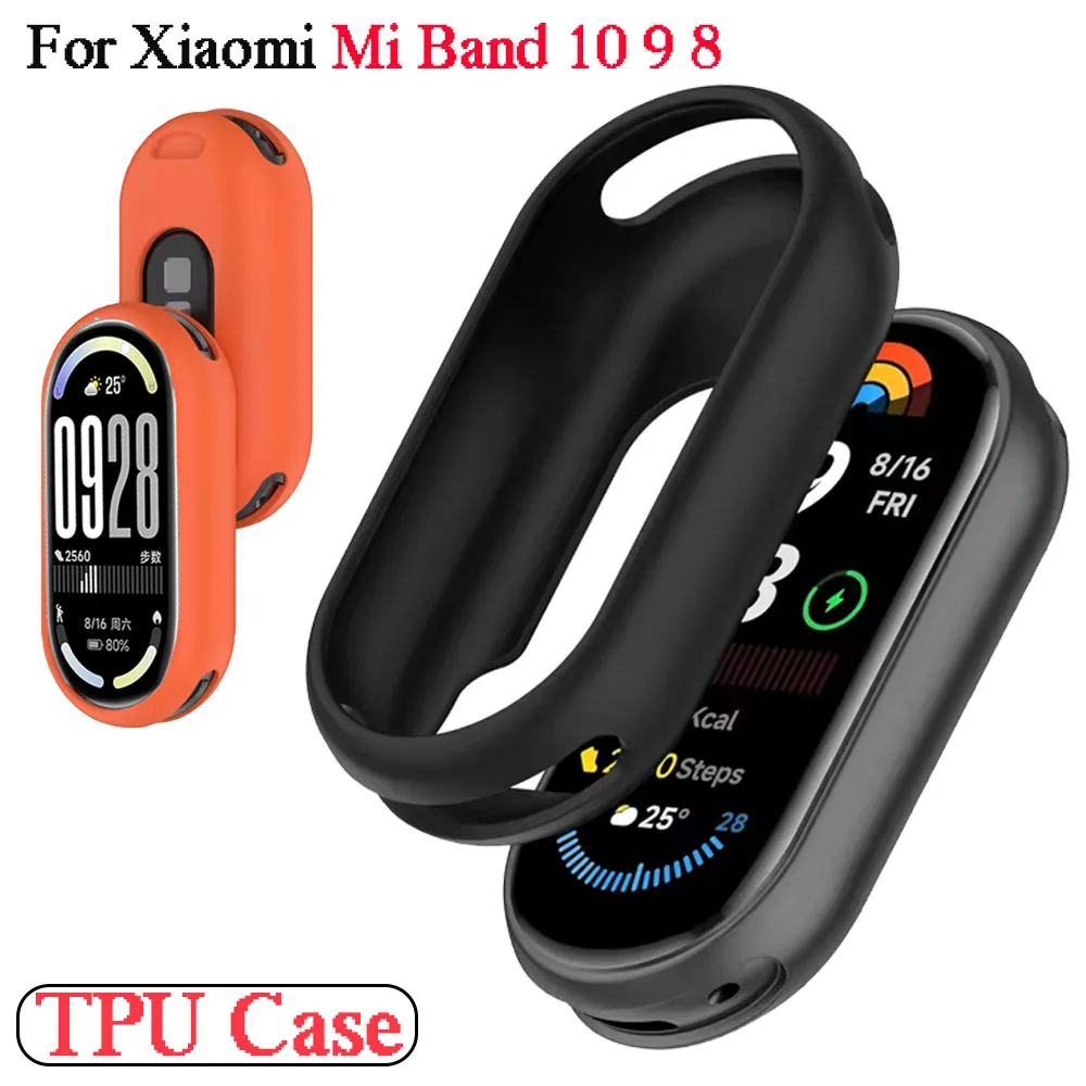 Custodia protettiva in silicone morbido per Xiaomi Mi Band 10 Custodia protettiva per Mi Band 8 9 10 Schermo dell'orologio Accessori full frame