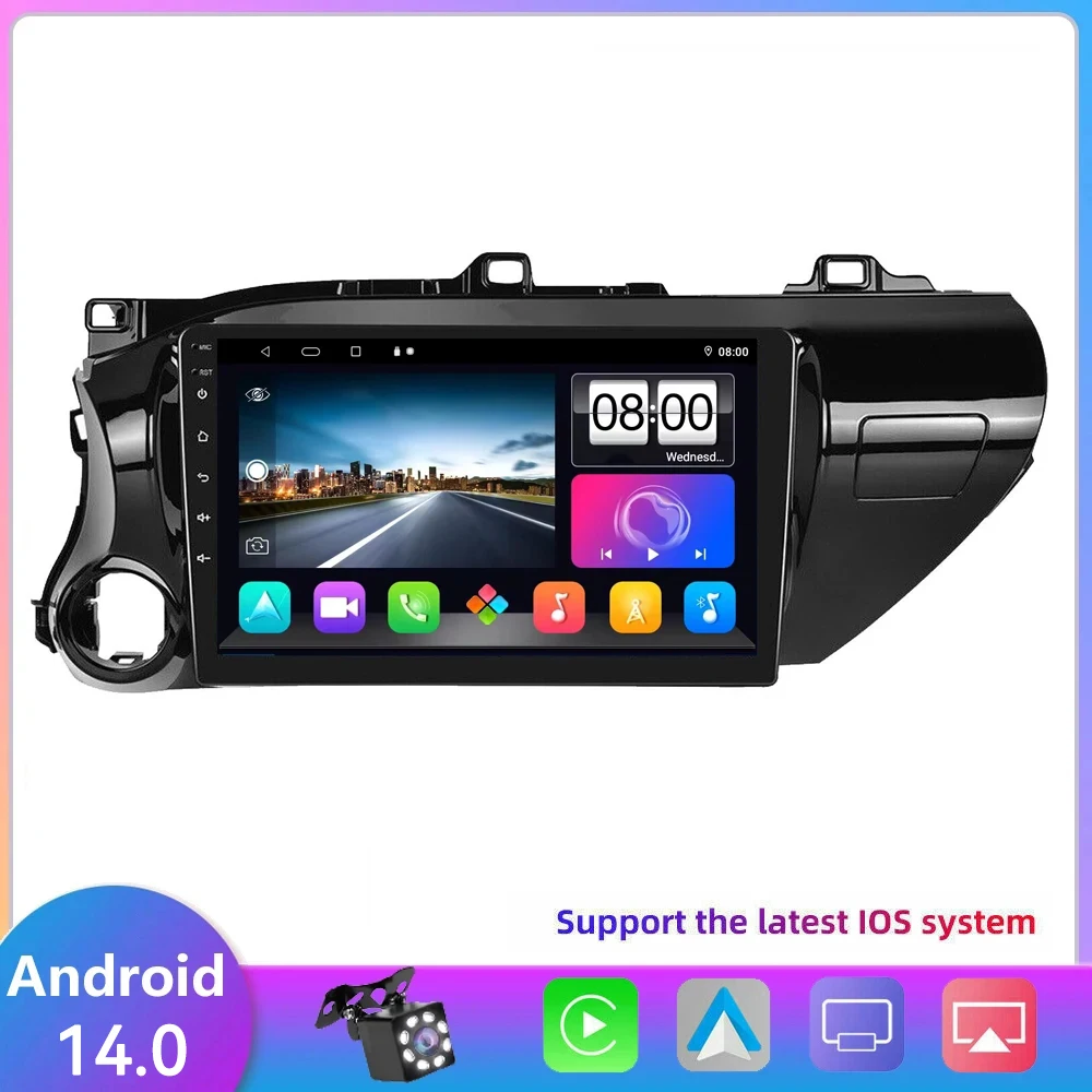 

Android 14 For Toyota Hilux 2016 - 2020 Car Radio IPS Screen Multimedia Player Navigation GPS Carplay BT Head Unit Split screen