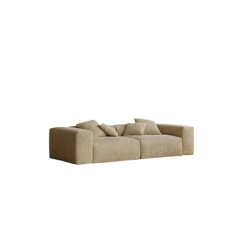 

Simple retro corduroy tofu block straight row sofa Italian minimalist light luxury module fabric living room combination sofa