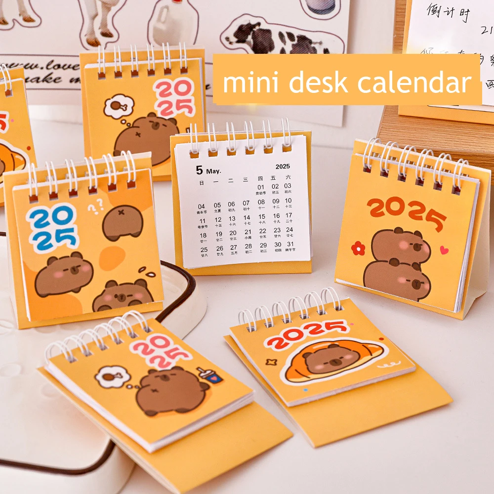 2025 Desk Calendar Student Desktop Ornaments Cute Capybara Mini Desk Calendar Desk Accessories Office Supplies To Do List