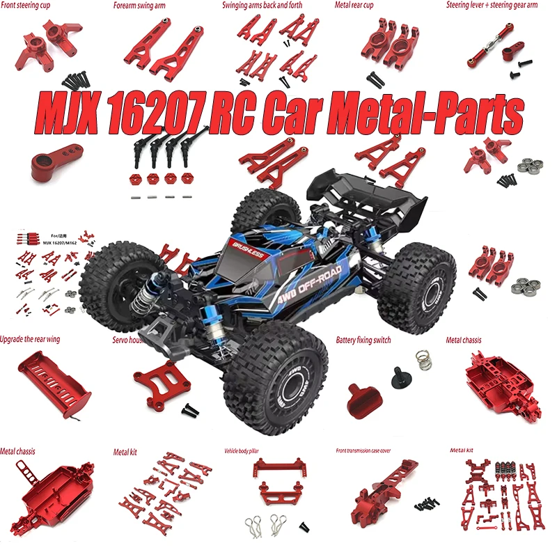 

MJX 16207 HYPER GO 1/16 RC Car Parts Metal Steering Cup Upper Lower Swing Arm Set Shock Tower Upgrade Parts car Accessories