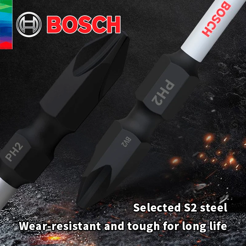 Imagem -02 - Bosch-lote Magnético Forte Original Cruz de Cabeça Alta Dureza Chave de Fenda Elétrica Resistente ao Impacto 65 mm 110 mm 150 mm
