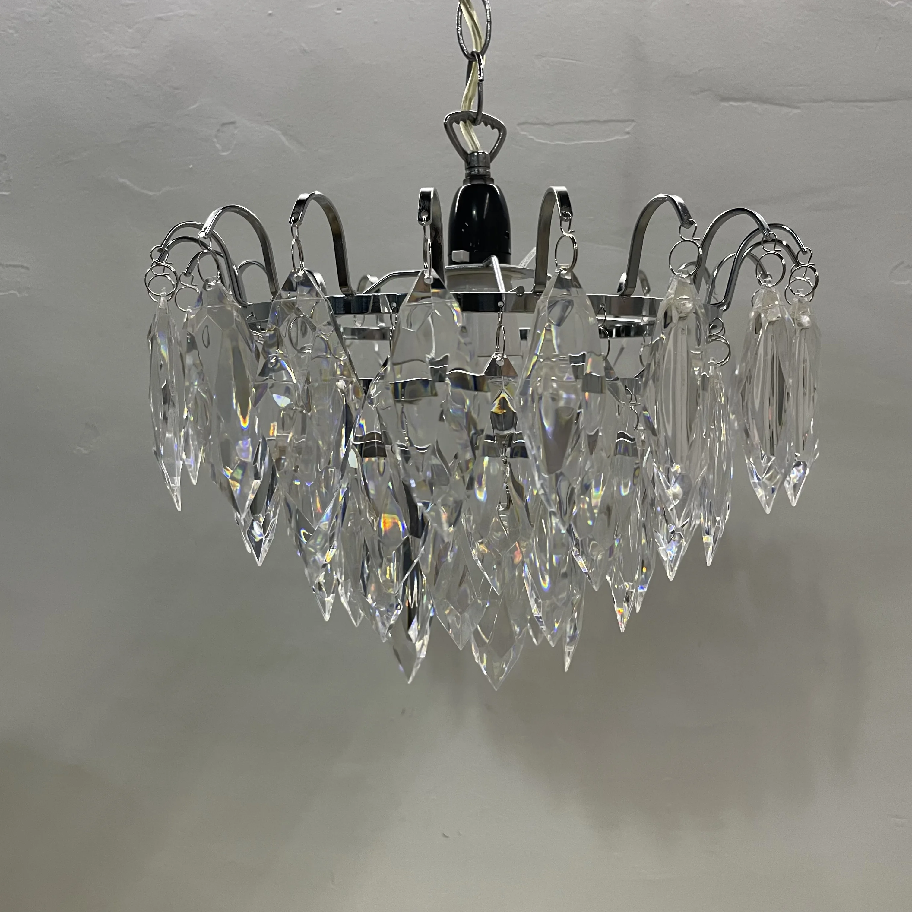 Saiph 1 Light Polished Chrome and Clear Faceted Acrylic Ceiling Light Shade