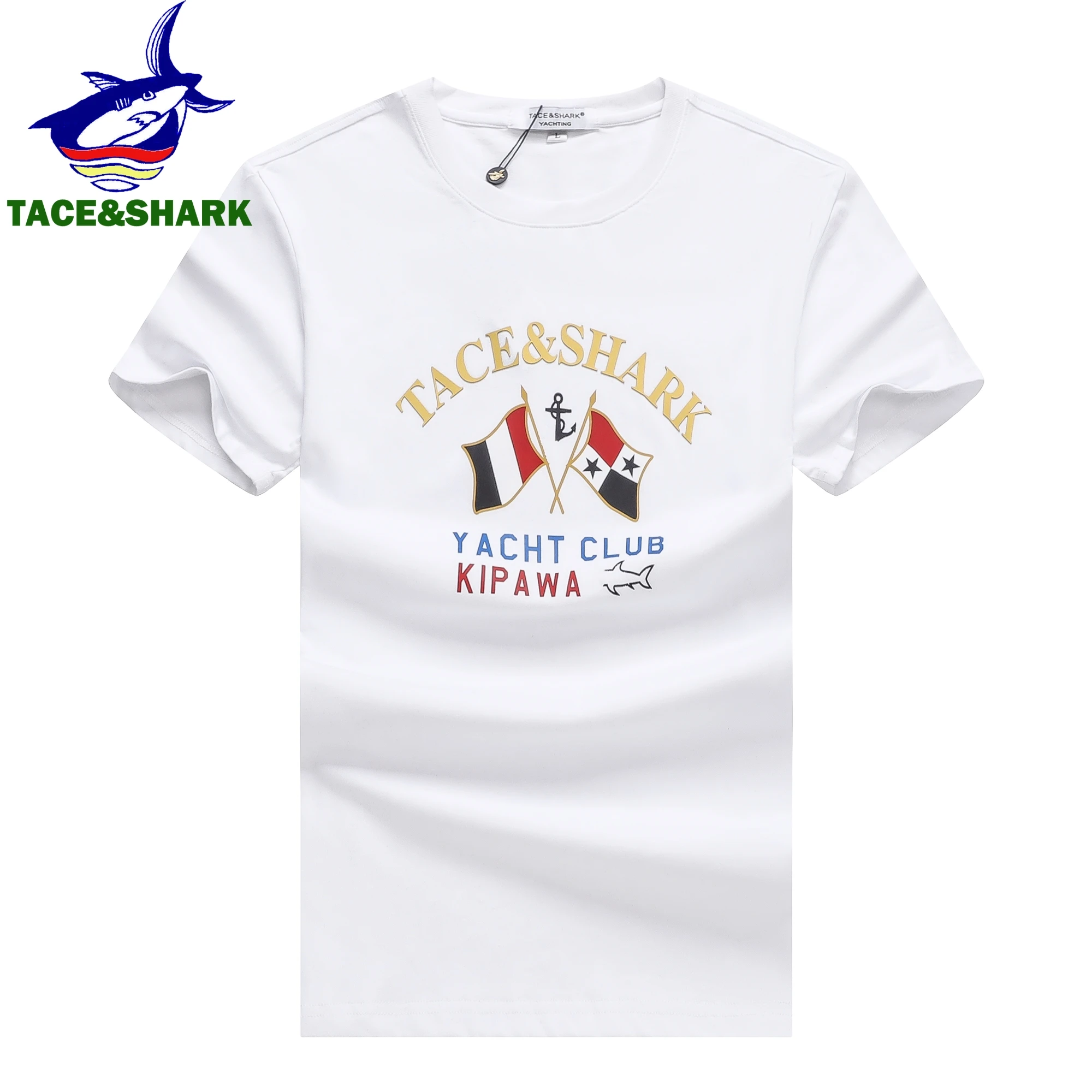 

TACE&SHARK Summer Fashion Shark T Shirts Casual Men Solid Color Tops Tees Printing T-shirt Comfortable O-Neck Tshirts