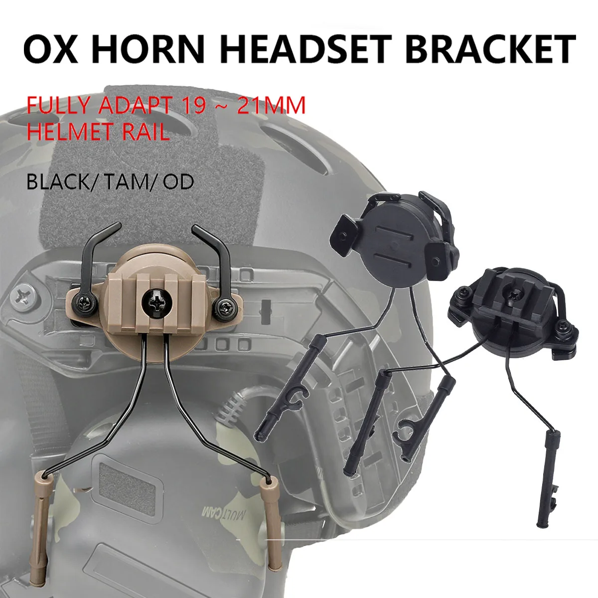 Tactical Fast Rail Mount Headset Helmet Holder Rail Adapter Shooting 360 Rotation Suspension Bracket Helmet Airsoft Accessories