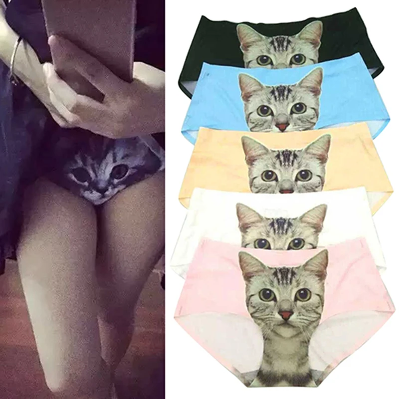 Sexy Pussycat Panties Womens Briefs Anti Emptied Cat Meow Star Cat Underwear