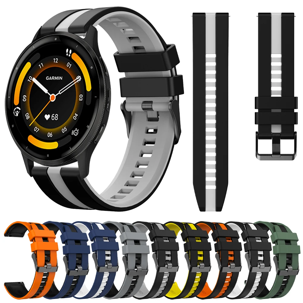 Correa de reloj de 20mm y 22mm para Garmin Venu 3 Venu2 Plus/Sq vivoactive 5 4 Band Forerunner 265 255, pulseras de silicona