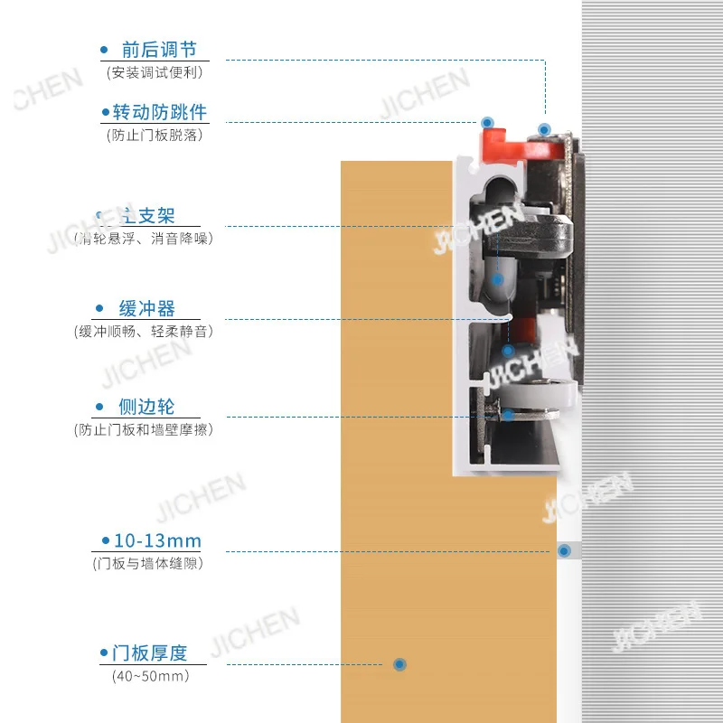 Schlafzimmer Badezimmer Zwei-Wege-Puffer Schiebetür Hardware-Zubehör Unsichtbare spurlose Rutsche
