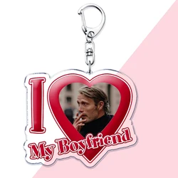 I Love My Boyfriend Mads Dittmann Mikkelsen Keychains Hannibal Keyring for Accessories Bag Pendant Key Chain Ring Jewelry Gifts