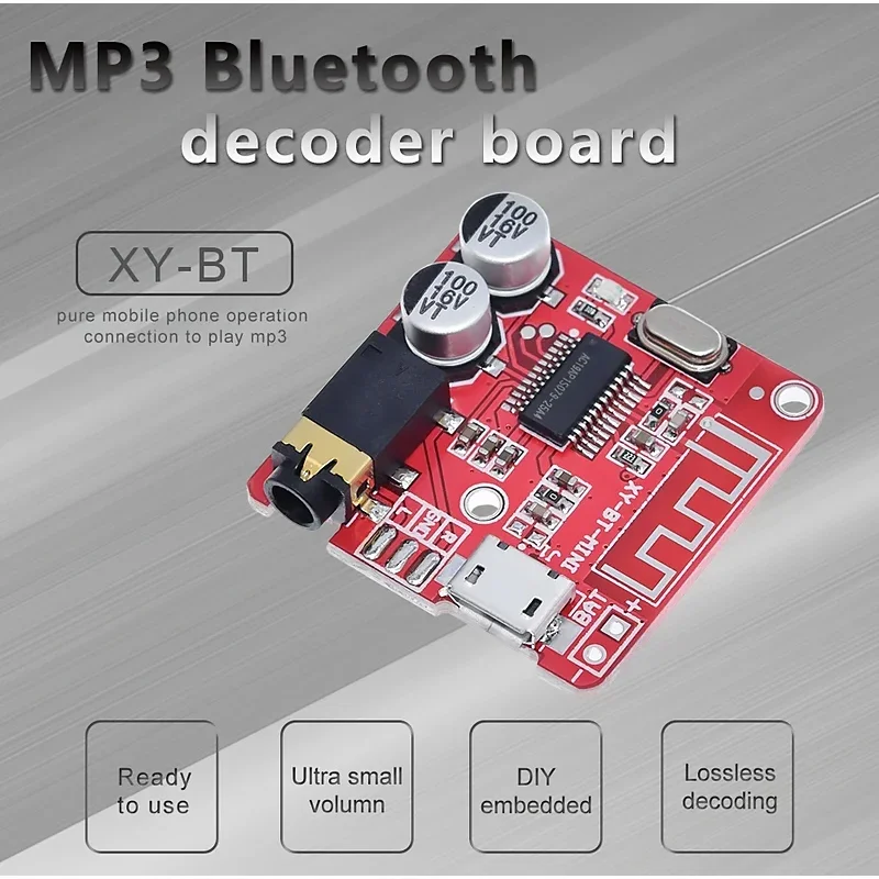 Bluetooth Audio Receiver Board Bluetooth 5.0 MP3 Lossless Decoder Board Wireless Stereo Music Module 3.7-5V XY-BT-Mini