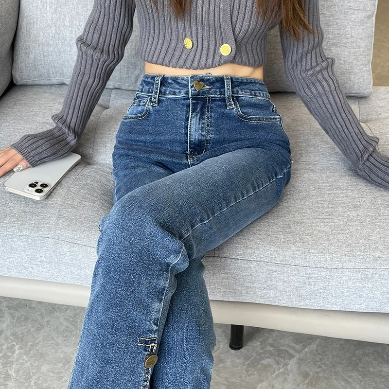 Jeans skinny dritti in denim di alta qualità da donna a nove punti piccoli nuovi pantaloni dal design stretto elasticizzato a vita alta