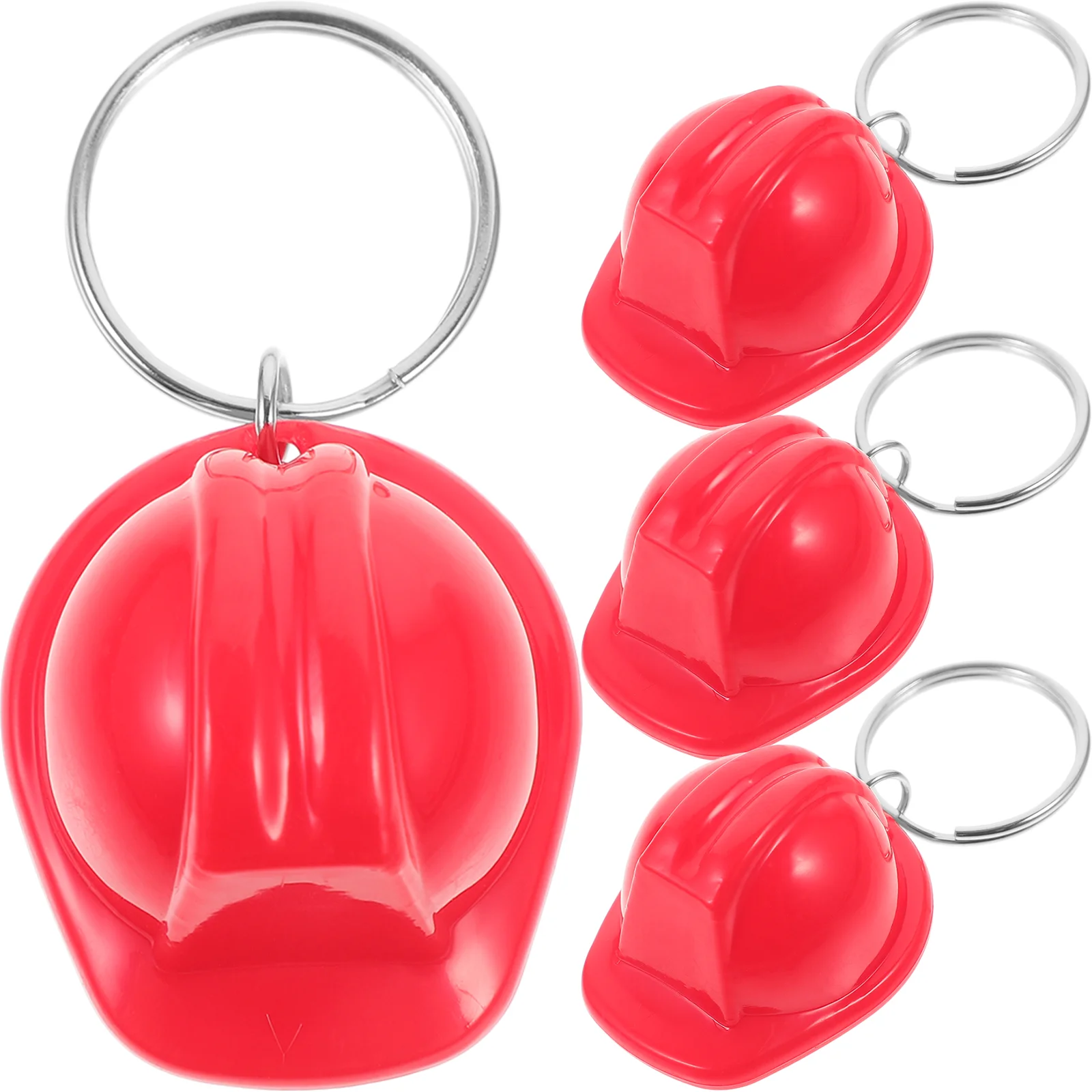 

4 Pcs Safety Keychain Construction Hat Keychains Cute Plastic Zinc Alloy Term Use Birthday Gift Luggage