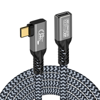 Thunderbolt 3 USB 3.2 Gen 2 Extension USB C 20Gbps 240W Quick Charge 90 Degree Male to Female Cable 4K Vidio Type-C Cable